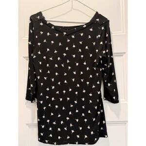 J Jill Wearever Collection Ginkgo Leaf Print Tunic Top Small